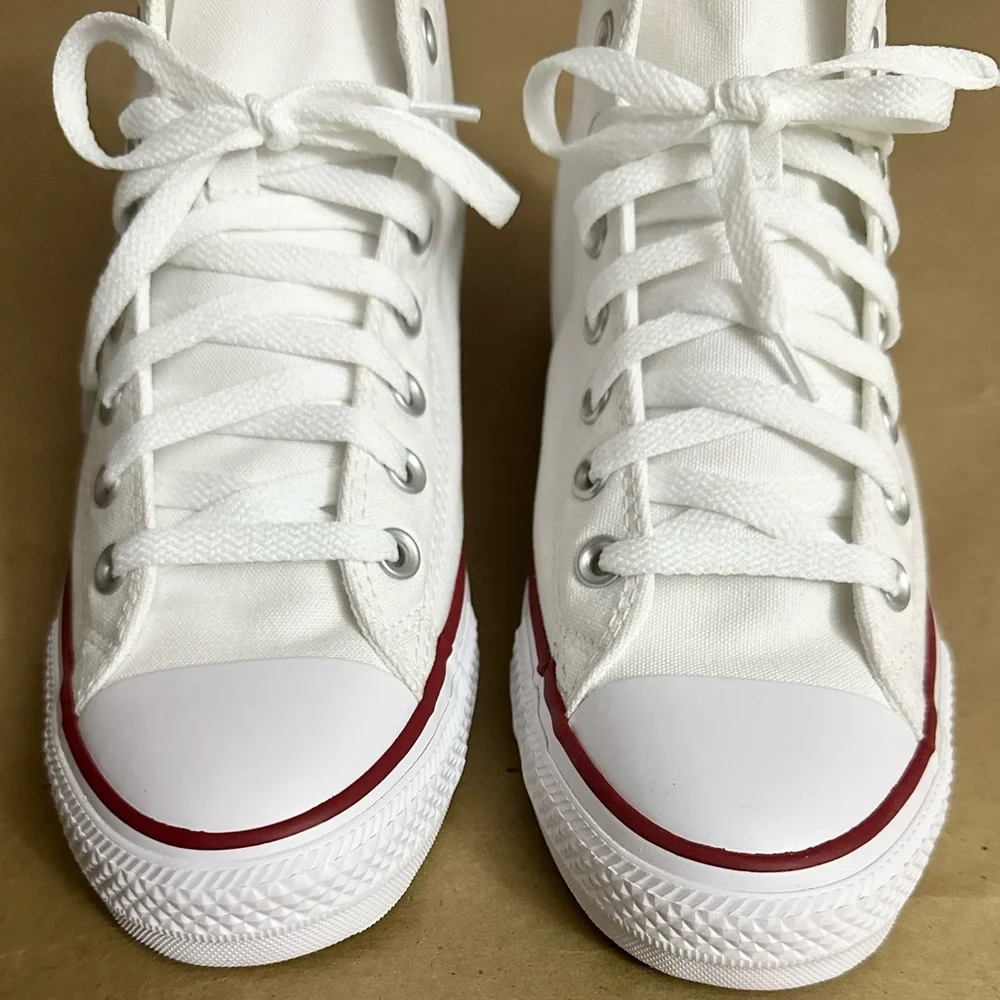 NEW Converse Chuck Taylor All Star White Canvas High Top Sneakers Sz M8.5/W10.5 - Picture 3 of 8